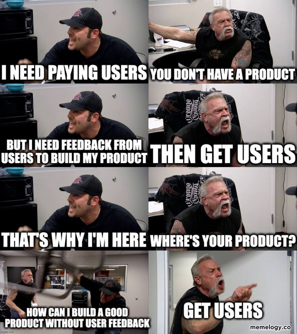 The startup need users loop
